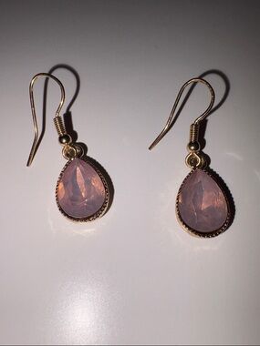 ❤️‍🔥3/10$❤️‍🔥Gold Drop Pink Teardrop Earrings